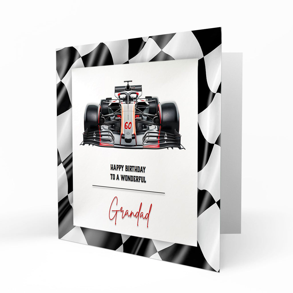 Personalised 60th Birthday Card, Formula One, F1, Racing Car, Dad, Grandad,  Son, Grandson, Brother, Nephew, Friend,