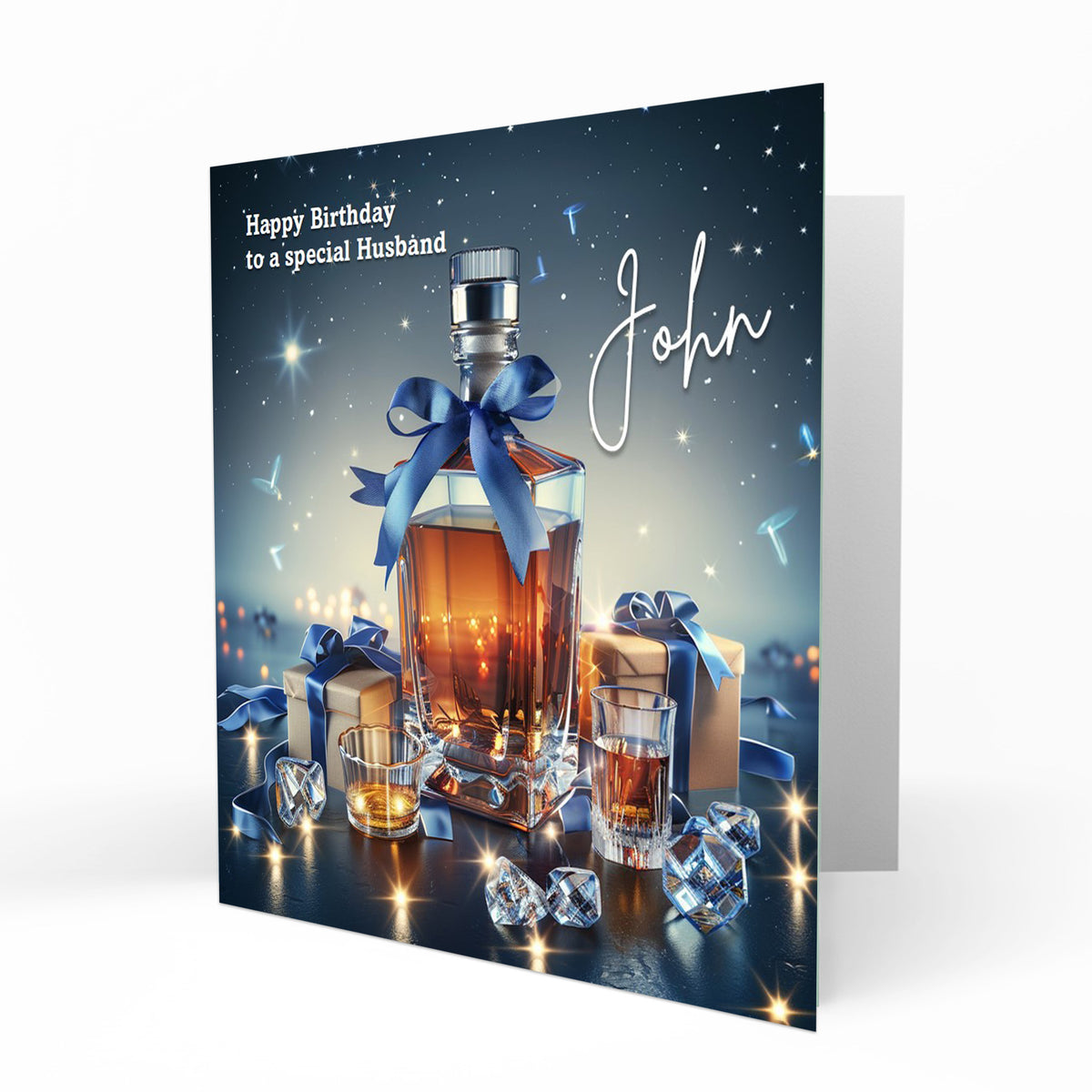 Personalised Birthday Card - Whisky Bottle and Presents