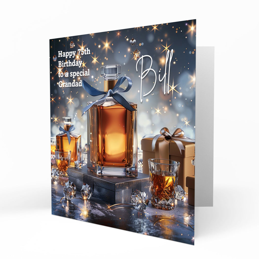 Personalised Birthday Card - Whisky Bottle and Presents