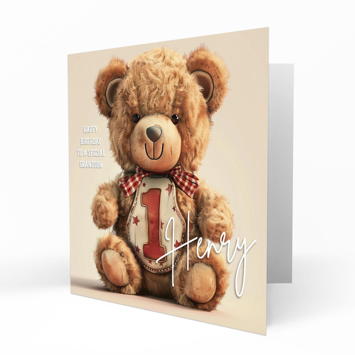 Personalised 1st Birthday Card - Teddy Bear with Birthday Number