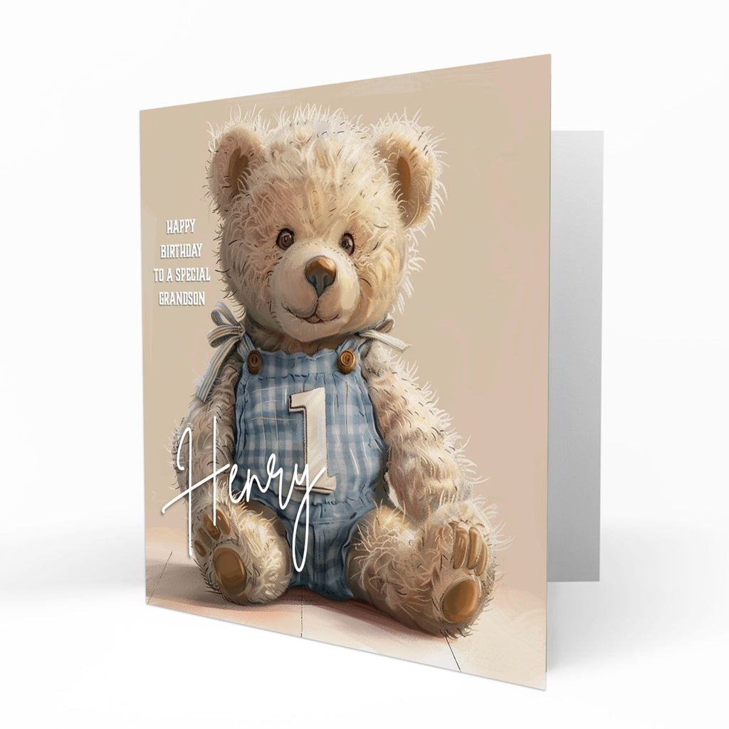 Personalised 1st Birthday Card - Teddy Bear with Birthday Number