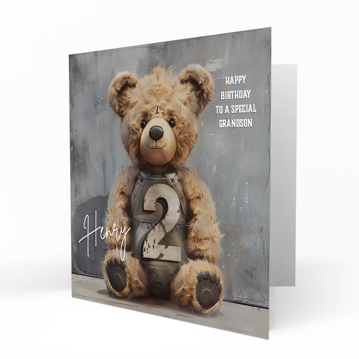 Personalised 2nd Birthday Card - Teddy Bear with Birthday Number