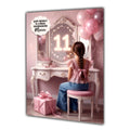 11th Birthday Card Texting Girl, Granddaughter, Daughter,  Large A5 Size