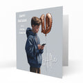 Personalised 10th Birthday Card - Boy Using a Phone with Number Balloon