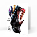 Personalised 17th Birthday Card - Boy Using a Phone with Number Balloon