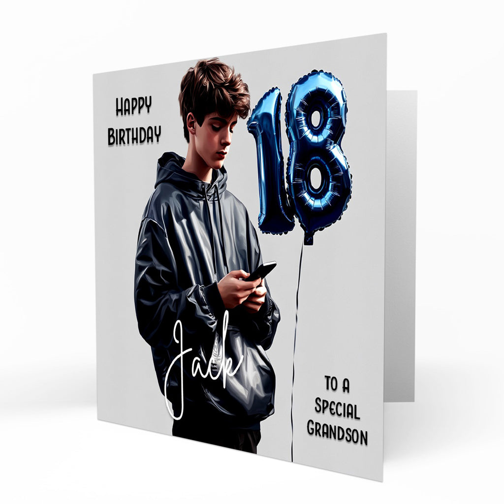 Personalised 18th Birthday Card For Boys Grandson, Son, Nephew, Brother, Friend, Godson