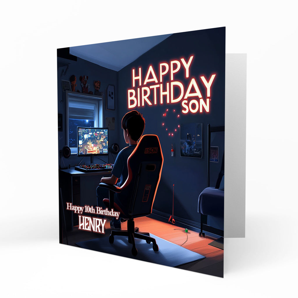 Personalised Birthday Card for Son Gamer, Gaming, Gamepad PS5, PC