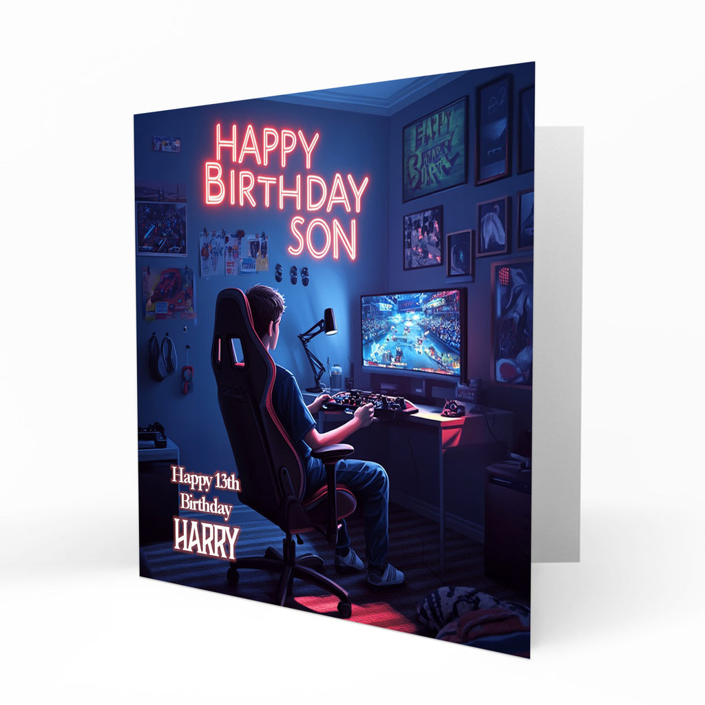 Personalised Birthday Card for Son Gamer, Gaming, Gamepad PS5, PC