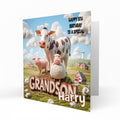 Personalised Birthday Card for Grandson Farm Animals, Sheep, Pig, Cow