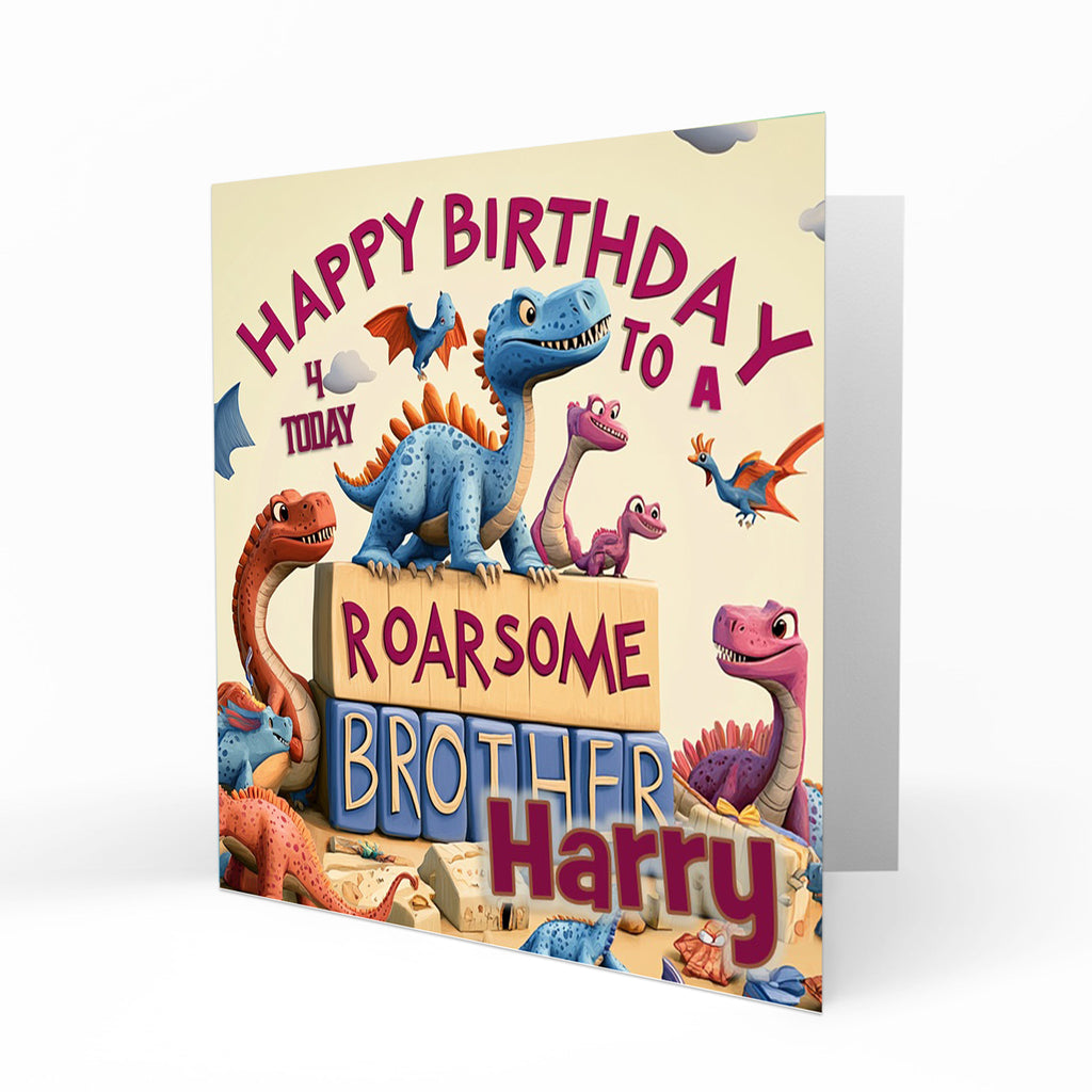Personalised Birthday Card for Bro, Dinosaurs, Jurassic