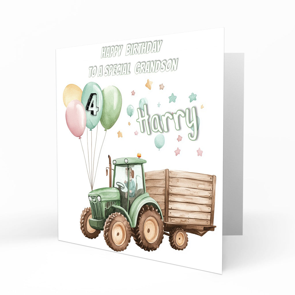 Personalised Birthday Card - Tractor and Trailer