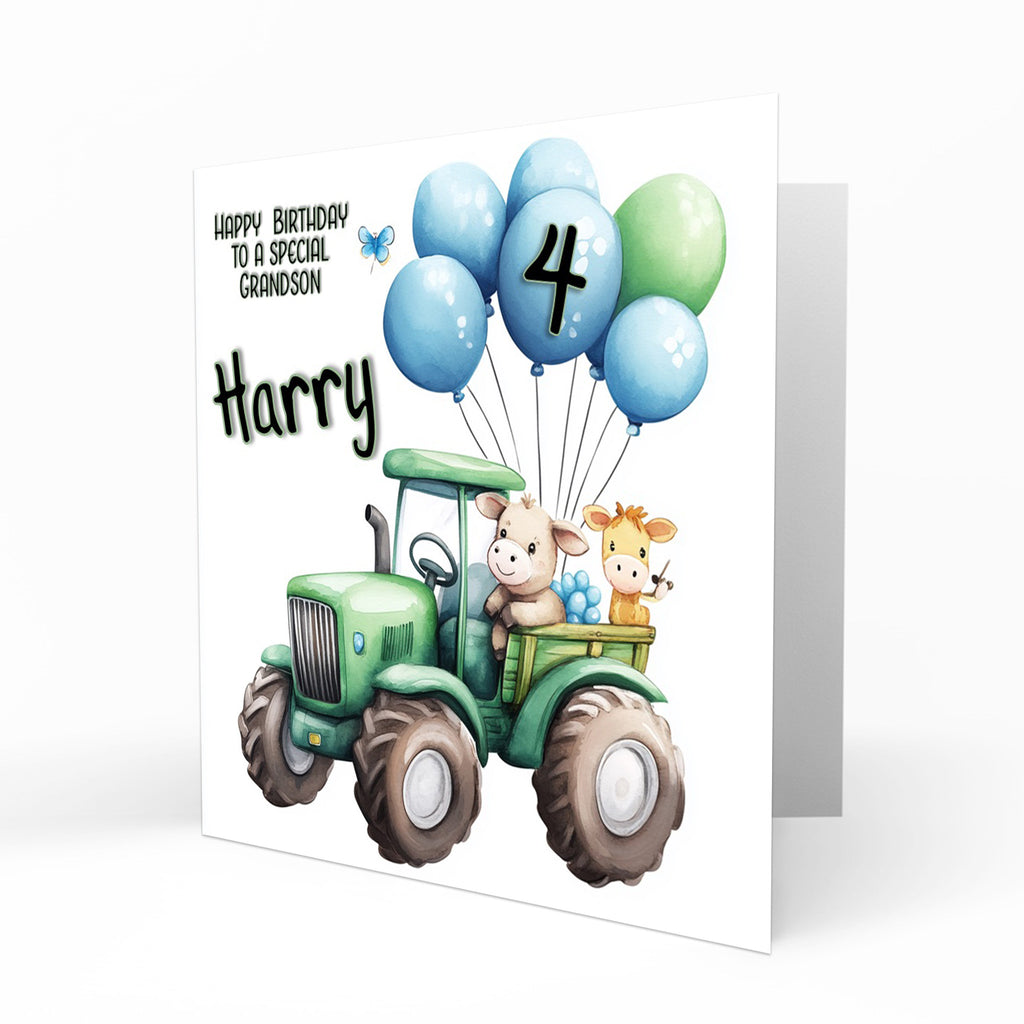 Personalised  Birthday Card for Little Boys, Tractor, 2nd, 3rd, 4th, 5th Grandson, Son, Brother, Nephew