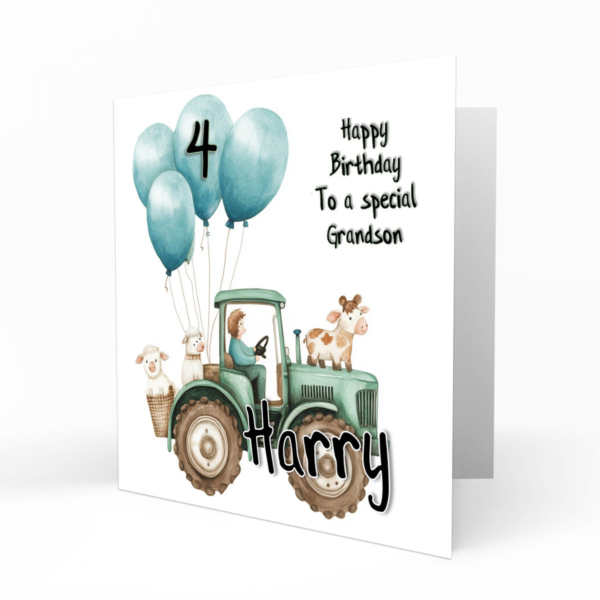 Personalised  Birthday Card for Little Boys, Tractor, 2nd, 3rd, 4th, 5th Grandson, Son, Brother, Nephew
