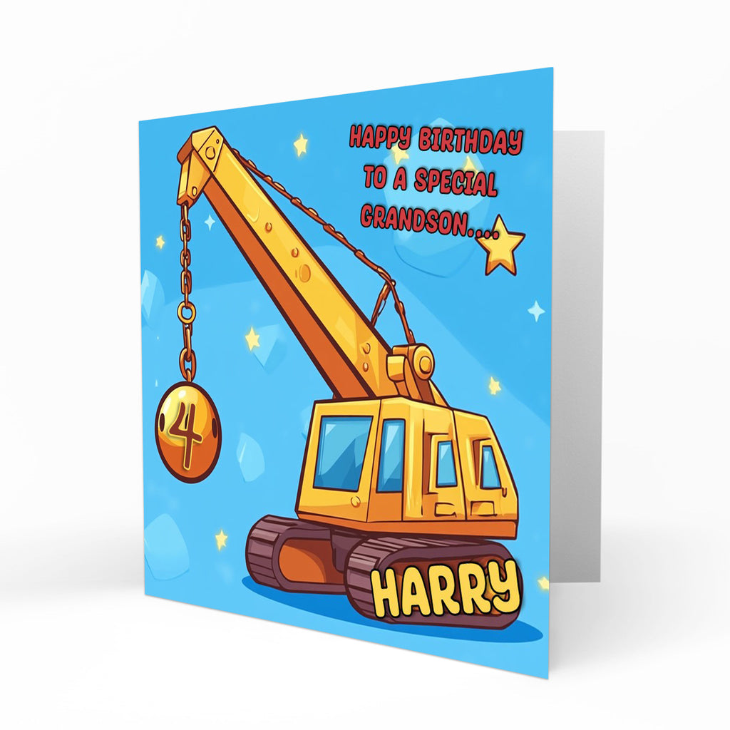 Personalised Birthday Card - Construction Crane