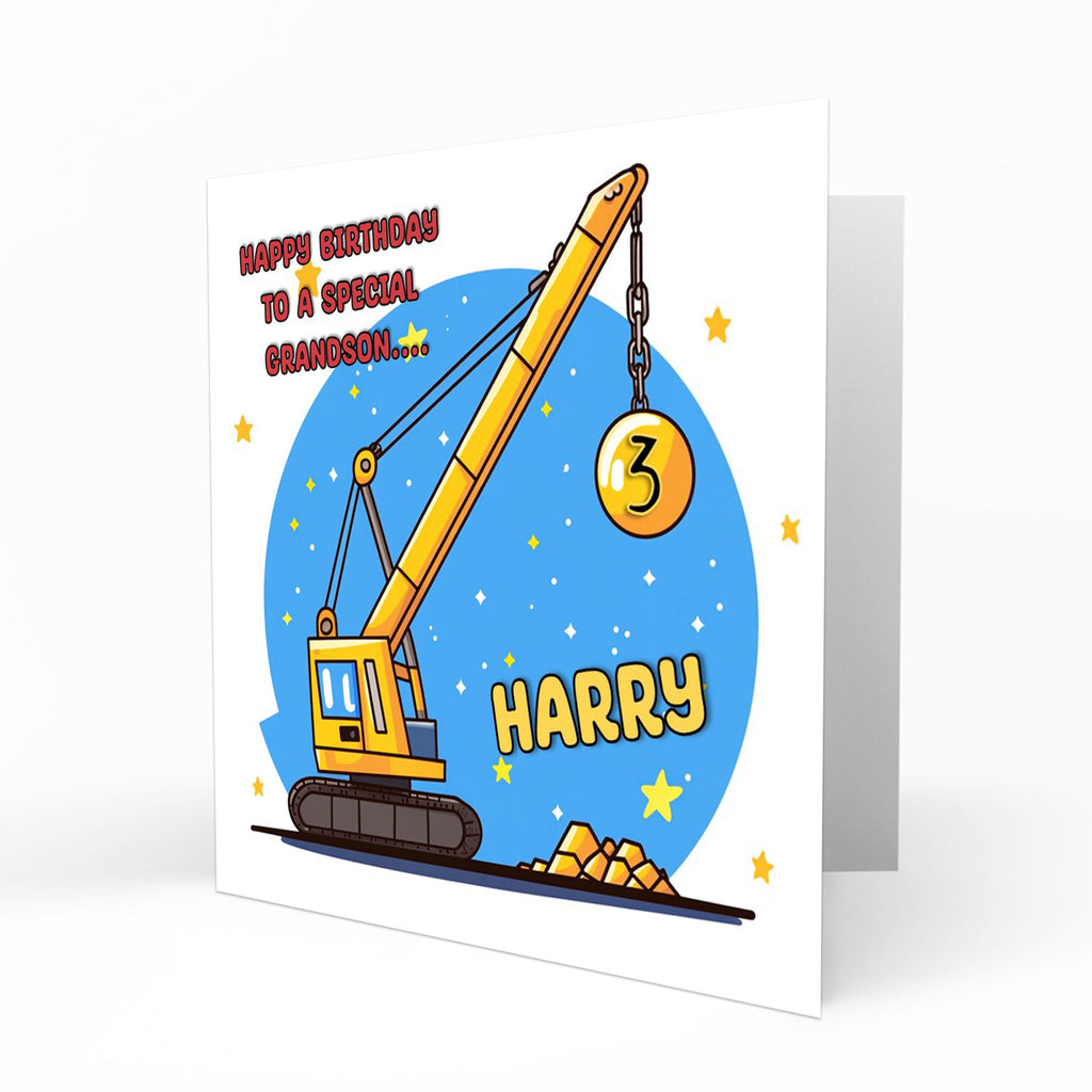 Personalised Birthday Card - Construction Crane
