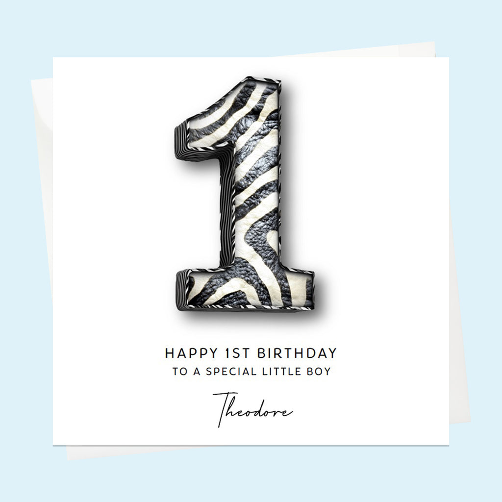 Personalised 1st Birthday Card for Boys or Girls, Son, Daughter, Garndson, Granddaughter, Niece, Nephew, Safari Jungle Animals