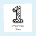 Personalised 1st Birthday Card for Boys or Girls, Son, Daughter, Garndson, Granddaughter, Niece, Nephew, Safari Jungle Animals