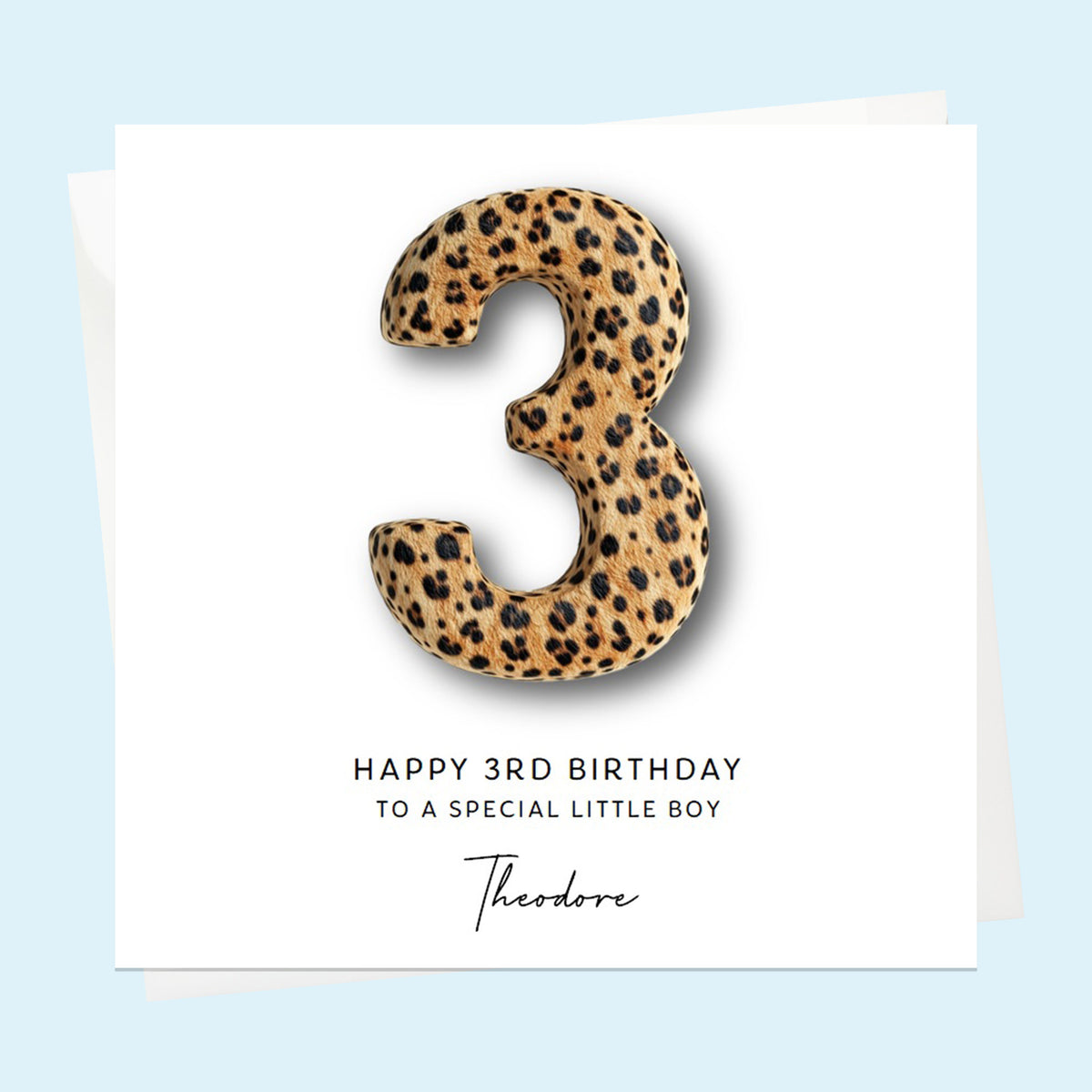 Personalised 3rd Birthday Card for Boys or Girls, Son, Daughter, Garndson, Granddaughter, Niece, Nephew, Safari Jungle Animals