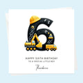 Personalised 6th Birthday Card - Construction Number