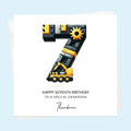 Personalised 7th Birthday Card - Construction Number