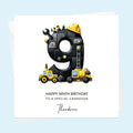 Personalised 9th Birthday Card - Construction Number