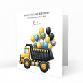 Personalised Birthday Card - Construction Truck with Balloons