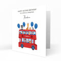 Personalised Birthday Card - Animals on a Red Bus
