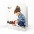 Personalised Birthday Card - Boy Playing with Toy Cars