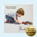 Personalised Birthday Card - Boy Playing with Toy Cars