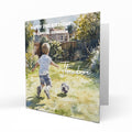 Personalised Birthday Card for Boys Son, Grandson, Nephew, Little Boy PlayingFootball in the Garden