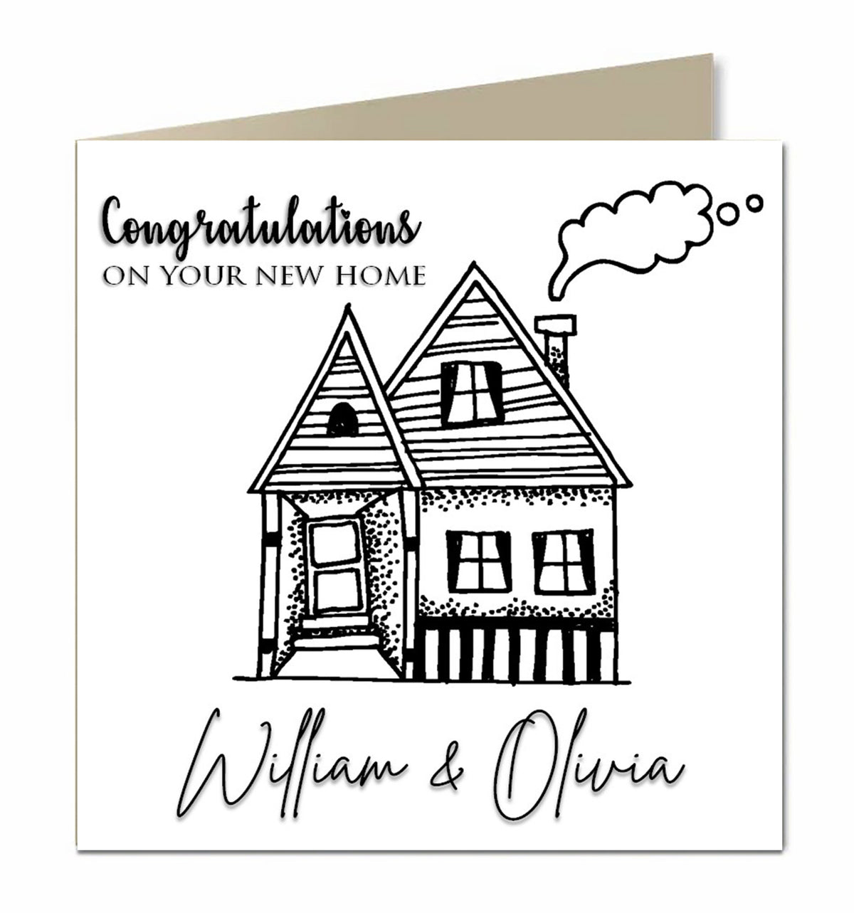 Personalised New Home Card - Black and White House Sketch