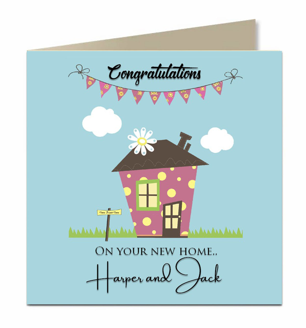 Personalised New Home Card - Colourful Cartoon House