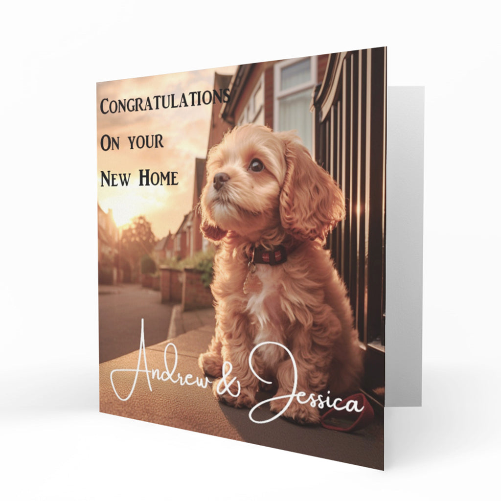 Personalised New Home Card - Puppy at the Door