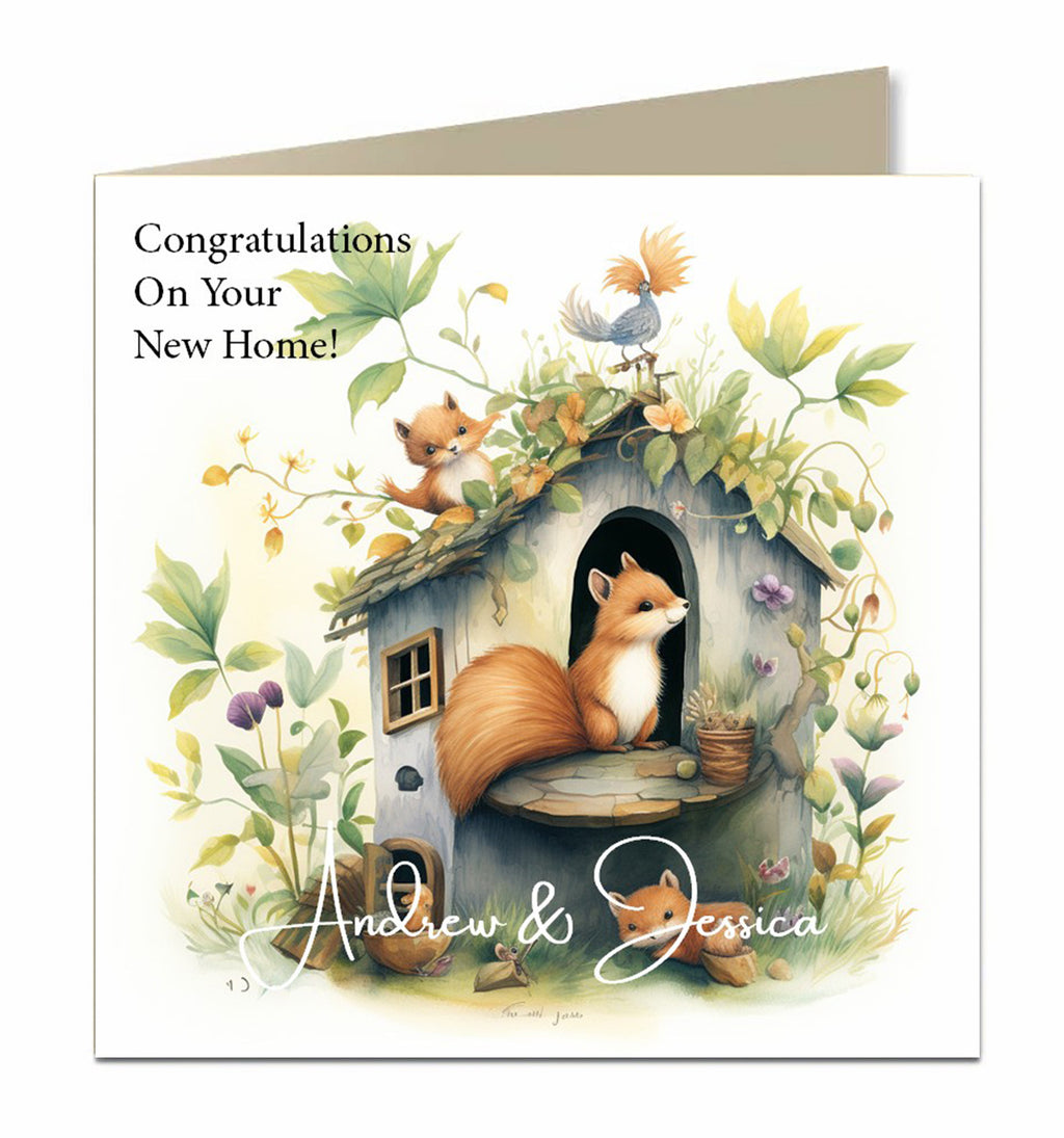 Personalised New Home Card - Squirrel Cottage