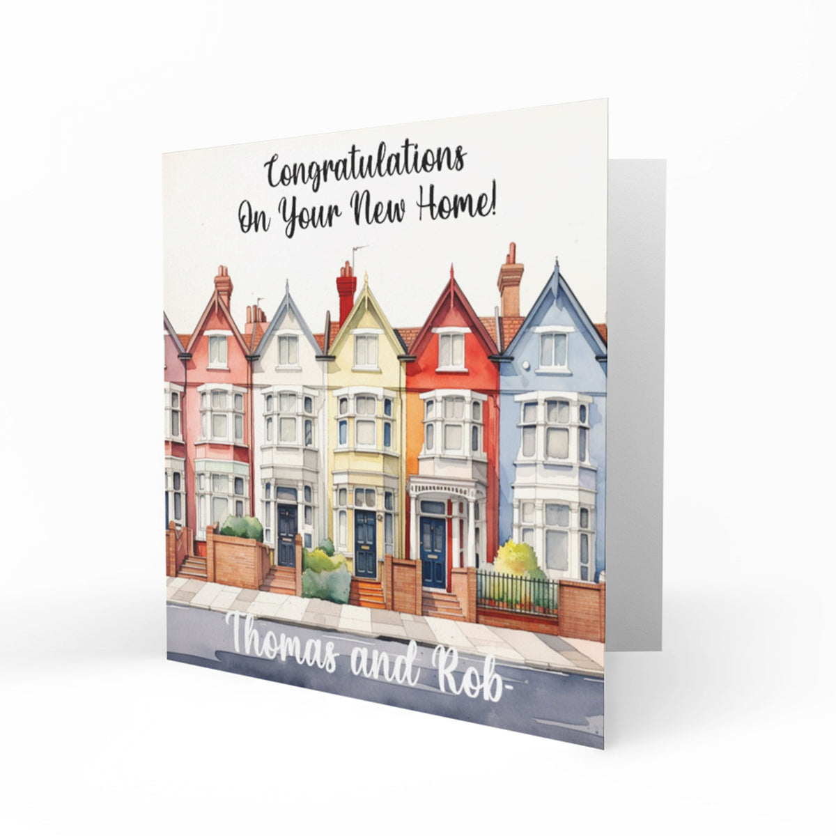 Personalised New Home Card - Colourful Terraced Houses