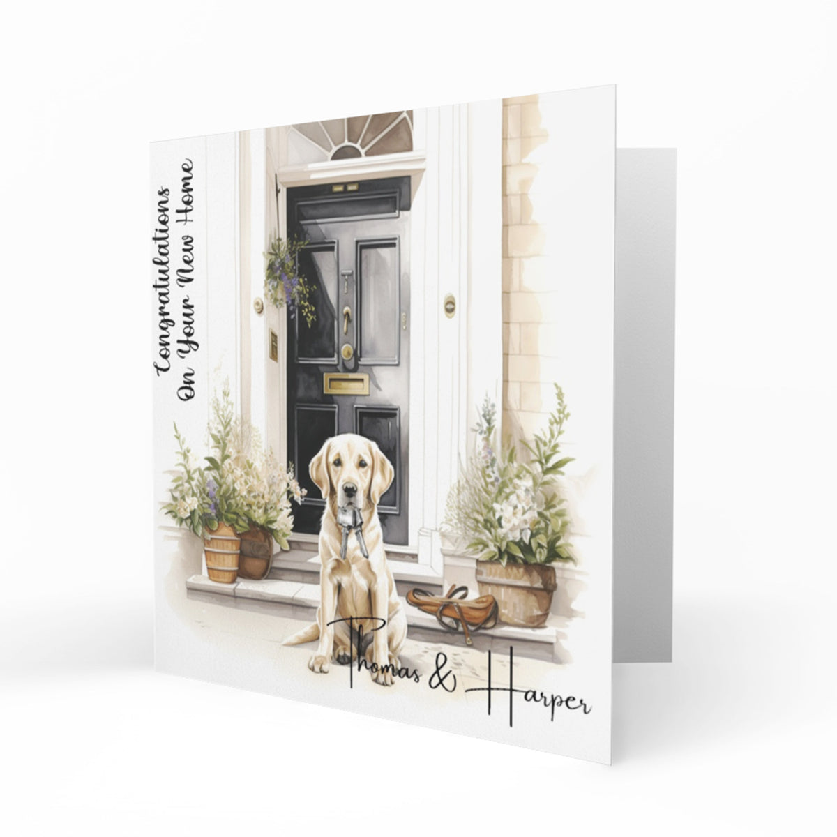 Personalised New Home Card - Labrador at Front Door