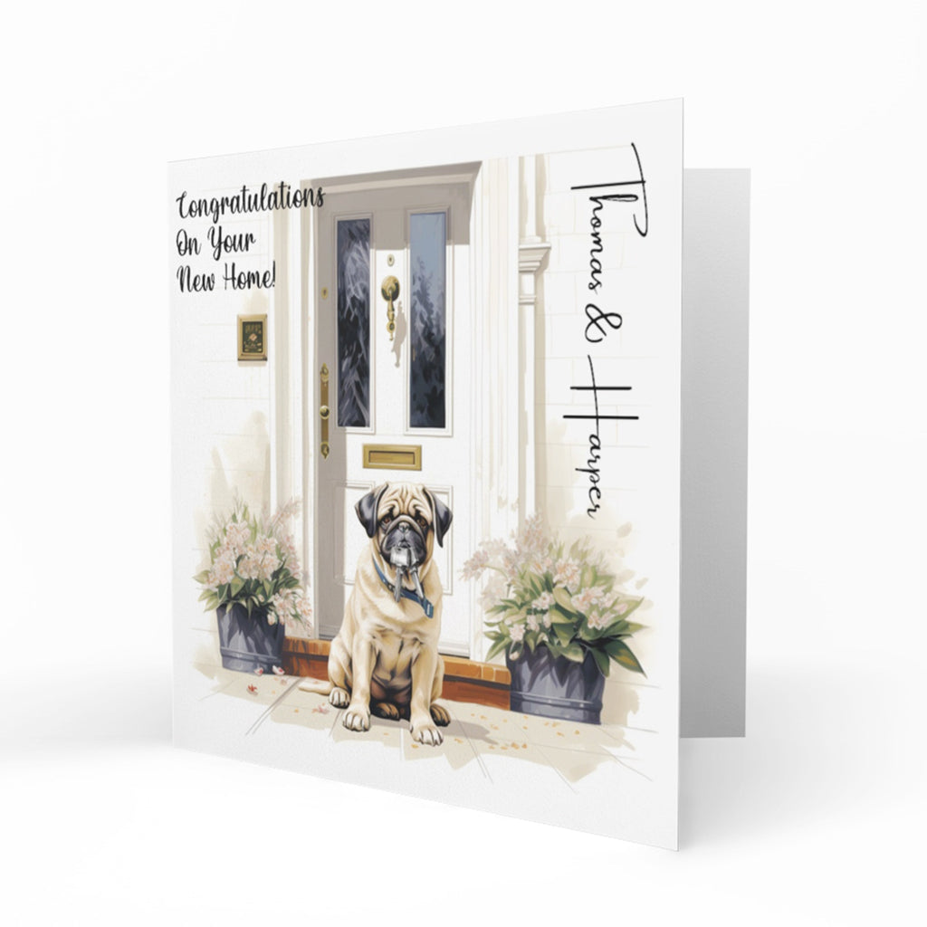 Personalised New Home Card - Pug at Front Door