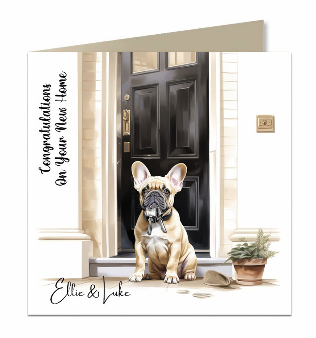 Personalised New Home Card - French Bulldog at Front Door