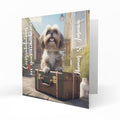 Personalised New Home Card - Fluffy Dog and Suitcase
