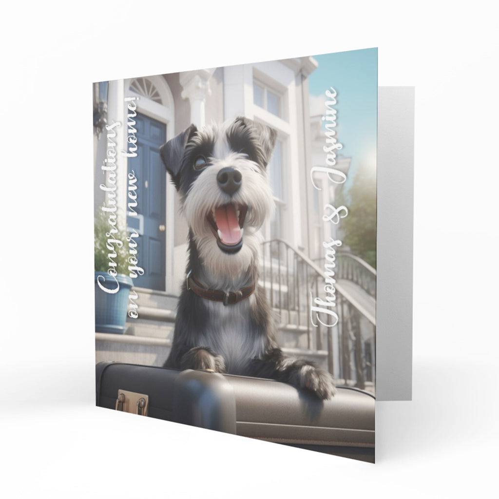 Personalised New Home Card - Terrier and Suitcase