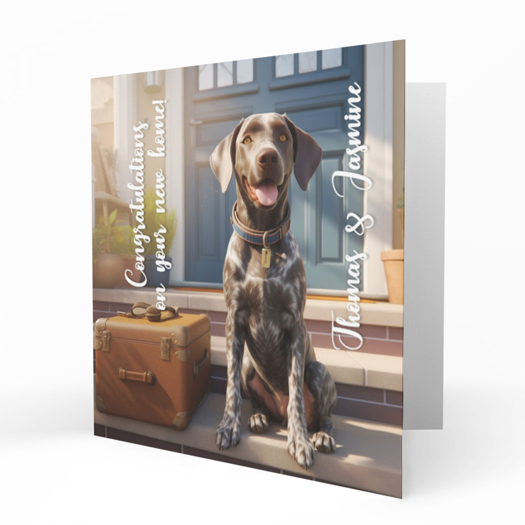 Personalised New Home Card - Brown Dog and Luggage