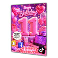 11th Birthday Card Social Media Girl Granddaughter Daughter Large A5 Size
