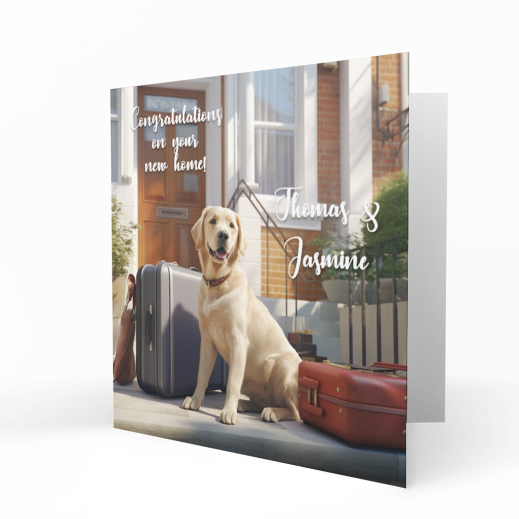 Personalised New Home Card - Labrador and Luggage