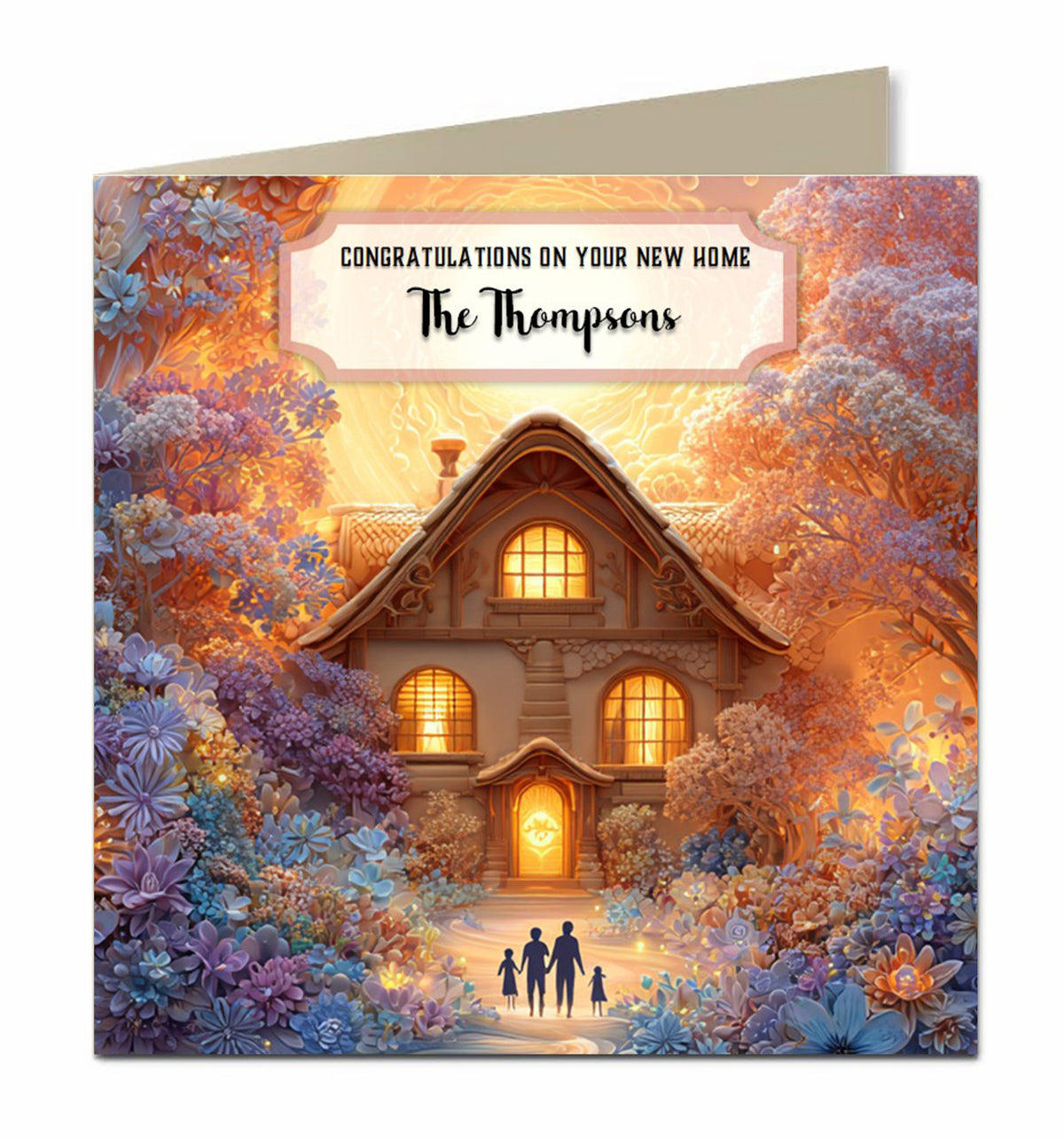 Personalised New Home Card - Whimsical Glowing Cottage