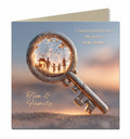 Personalised New Home Card - Key with Family Silhouette