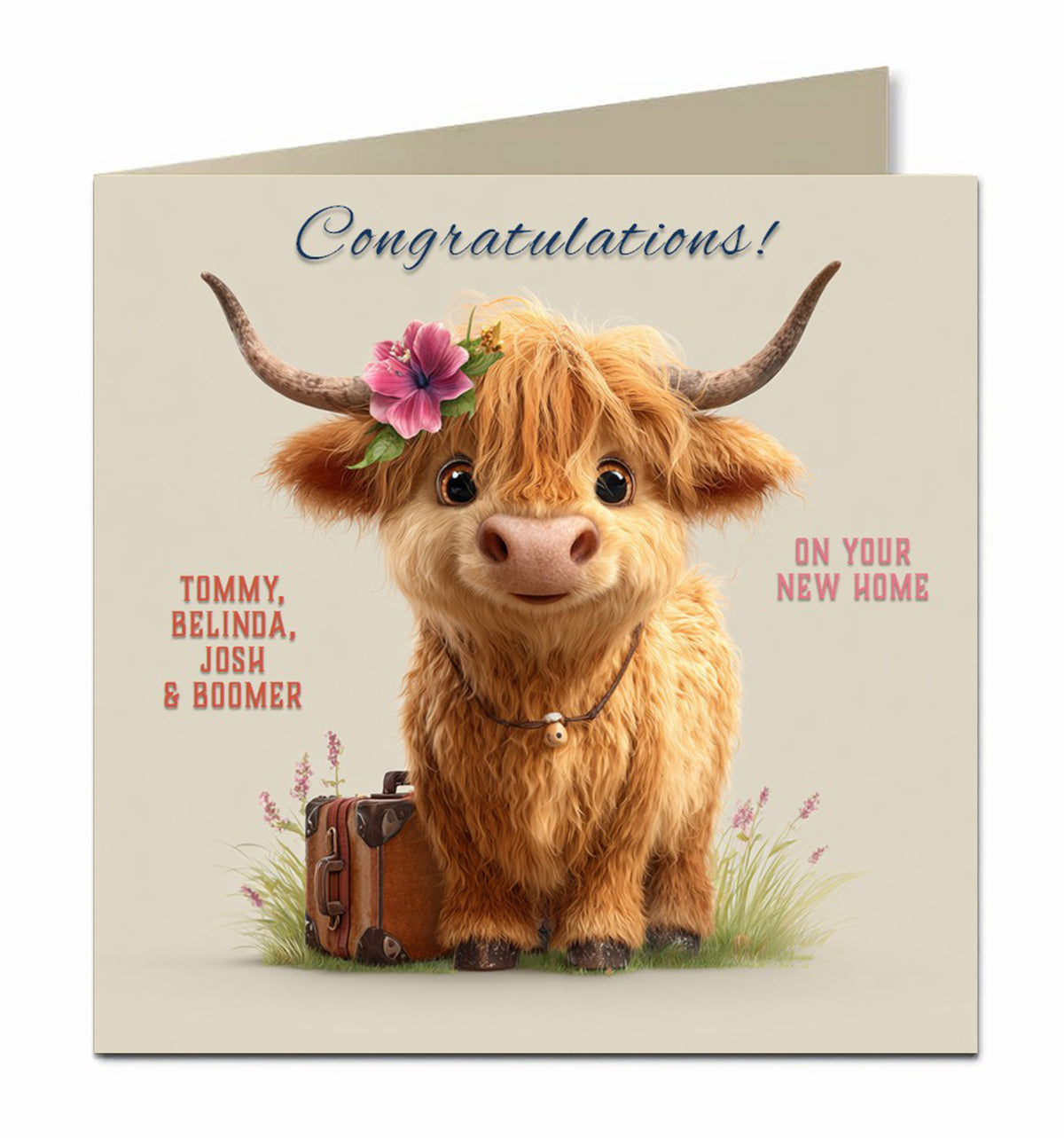 Housewarming, Congratulations, New Home House Card, Moving, Highland Cow
