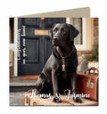 Personalised New Home Card - Black Labrador and Suitcase