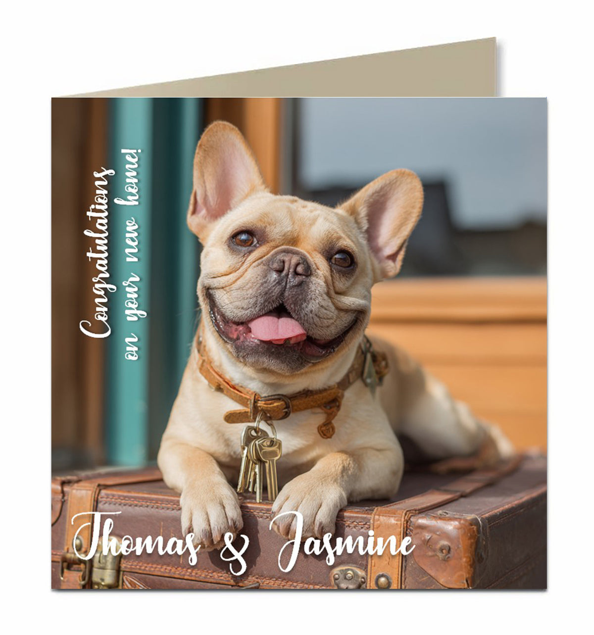 Personalised New Home Card - French Bulldog and Suitcase