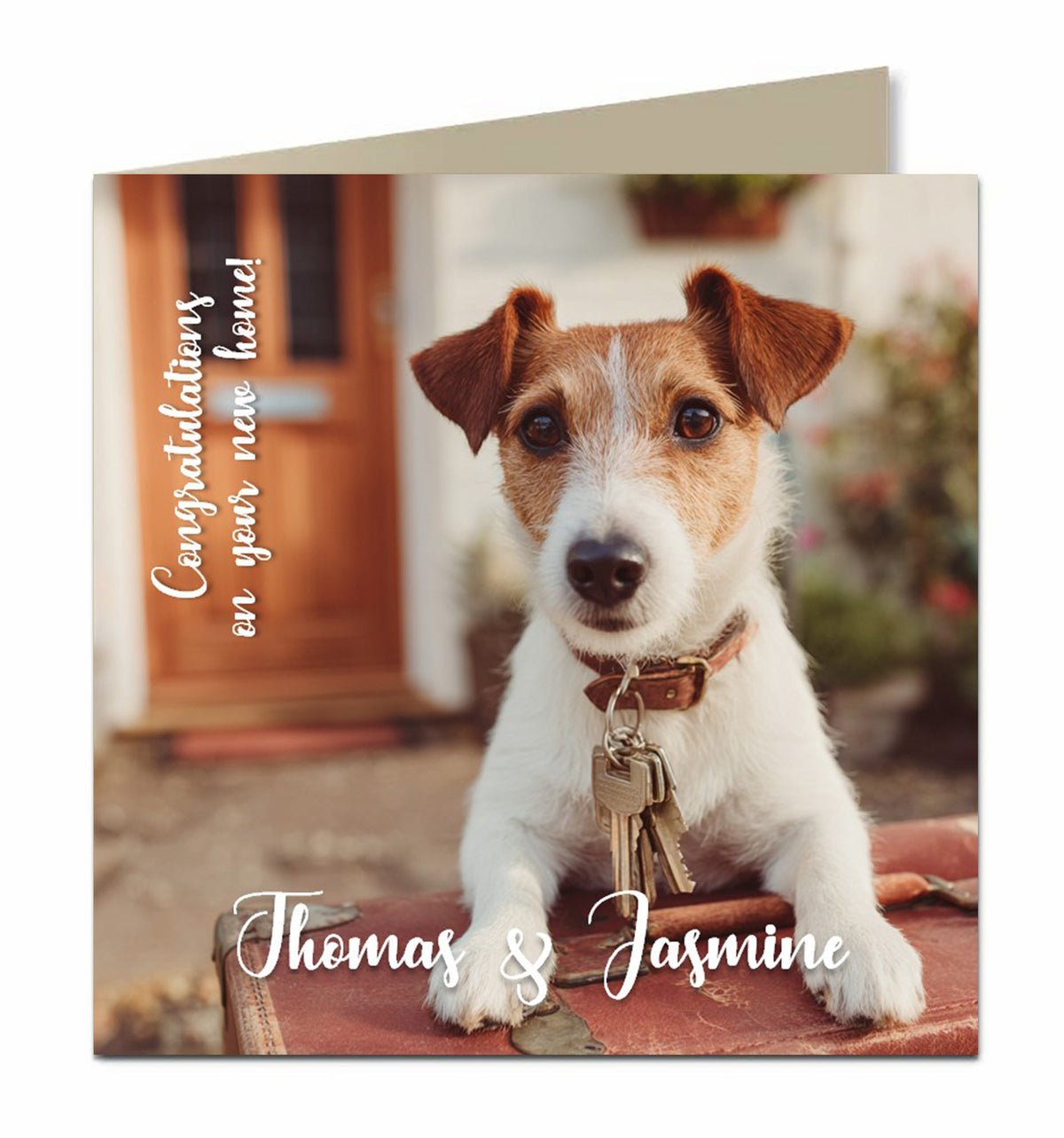 Personalised New Home Card - Jack Russell and Suitcase