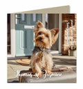 Personalised New Home Card - Yorkshire Terrier and Suitcase